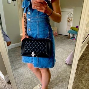 Inspired black quilted LE BOY BAG with chain